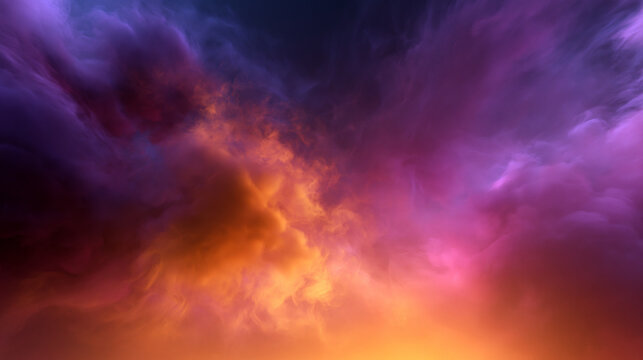 Dramatic Vibrant Purple and Orange Storm Clouds Background
