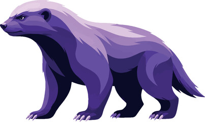 Fototapeta premium Honey badger striking pose, side profile left, full body, African mustelid, vector illustration