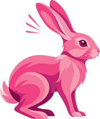 Obraz premium rabbit thumping ears, side profile facing right, full body, small mammal, vector illustration
