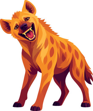 hyena laughing head tilted three-quarter view, savanna wildlife vector illustration