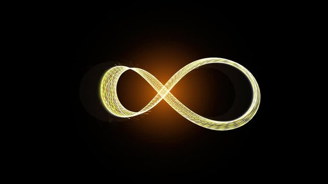 Golden infinity symbol glowing on dark background
