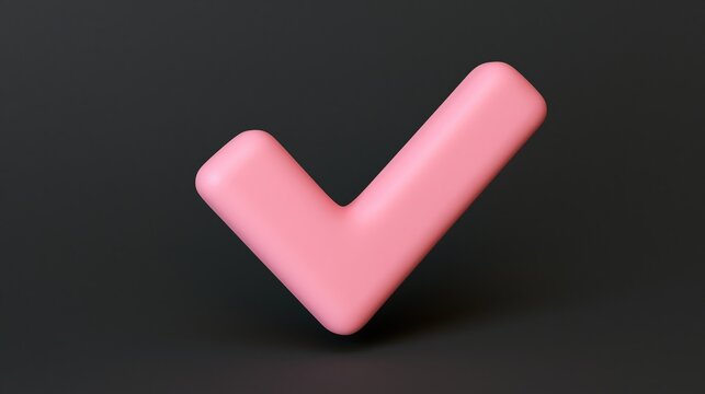 Done Pink 3D Checkmark on Dark Background for Business Growth and Compliance Success
