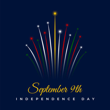 September 9, tajikistan independence day, tajik colorful fireworks flag on dark background. National holiday tajikistan september 9th independence day. Greeting card. Vector illustration