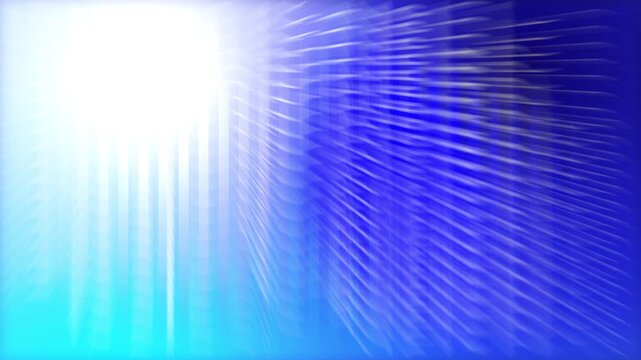 Abstract creative motion glowing explosion light with blur radius light line on gradient blue turquoise and white background. Video animation Ultra HD 4k footage.