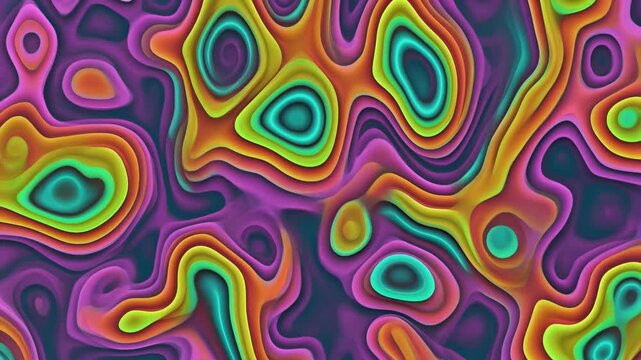 Vibrant psychedelic swirls with hypnotic patterns and neon colors motion