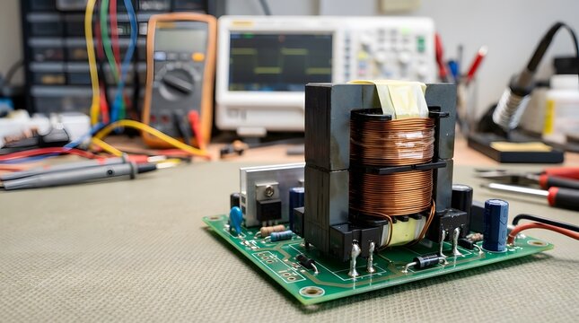 high frequency ferrite transformer mounted on power supply circuit for switching power conversion electronic engineering and energy systems