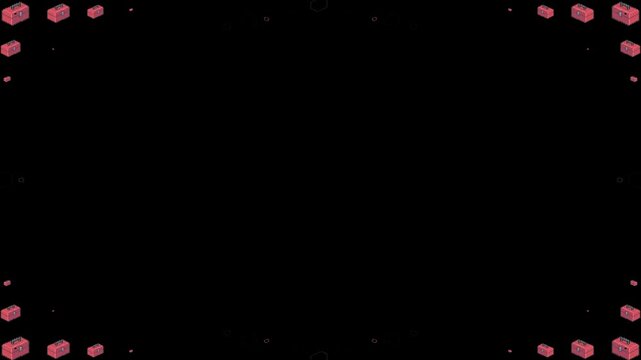 toolbox, tool box, hardware, construction, repair, work, equipment, maintenance, DIY, container, object, symbol, emoji, animation, motion graphics, black background, isolated, pixel art, retro, 8-bit,
