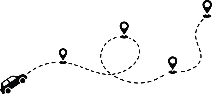Road Trip Vector Graphic Silhouette Route Navigation Icon