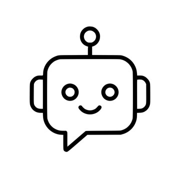 Ai chat bot icon flat outline in black