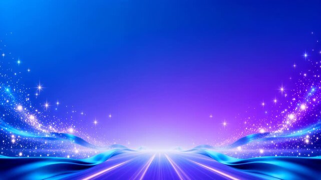 Vibrant digital pathway leading into a futuristic horizon with sparkling light effects and flowing energy streams, symbolizing progress and advanced technology