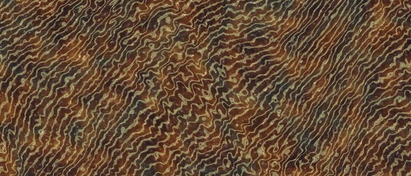 Wavy Damascus Steel Pattern with Gold and Dark Metal Lines