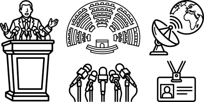 Clean Black and White Global Cooperation Summit Table Graphic Asset