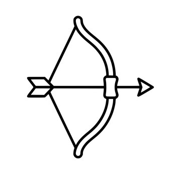 Bow arrow icon flat outline in black