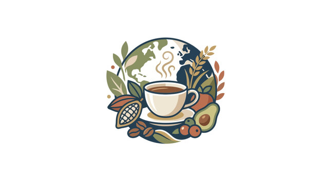 Earth themed coffee cup with natural plant elements.
