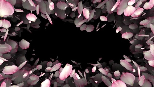 Romantic rectangle red rose petal Frame animation.
