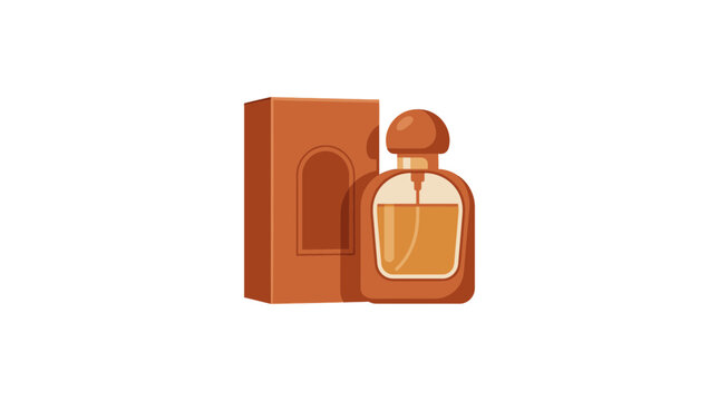 Elegant brown perfume bottle with matching product box.