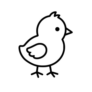 Chick icon flat outline in black