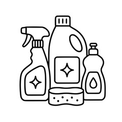 Cleaning products icon flat outline in black © ramsey