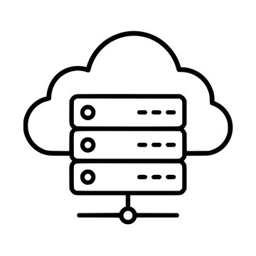 Cloud server icon flat outline in black