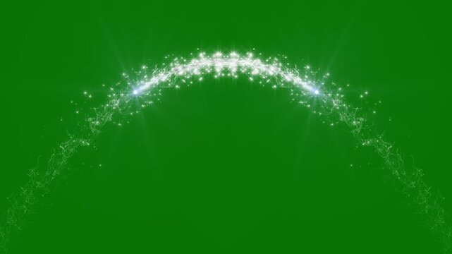 Retro white twinkle stars motion line effect, magic glitter star sparkle trail, shiny doodle particle swirl, twinkling fairy shimmer on green screen background overlay in 4k