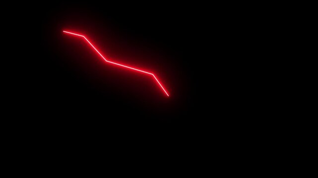 Global business line animation. Abstract glowing neon line business graph growth arrow. motion graphic of down arrow concept. on a transparent background