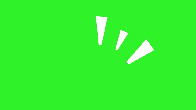 Accent lines animated blinking right side surprise burst effect on 4k green screen background. Comic emphasis lines animation, Cute Cartoon Emotion Animation, 4K Loop Video