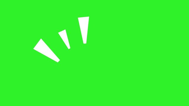 Accent lines animated blinking right side surprise burst effect on 4k green screen background. Comic emphasis lines animation, Cute Cartoon Emotion Animation, 4K Loop Video