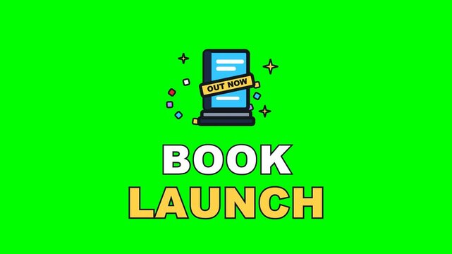 4K green screen BOOK LAUNCH animated text - the new title lifting off its stack, kinetic typography books and reading overlay for bookish content and social media, chroma key