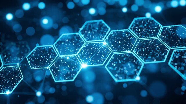 Abstract Glowing Blue Honeycomb Network Structure Representing Digital Data Connectivity And Advanced Artificial Intelligence Technology Concepts
