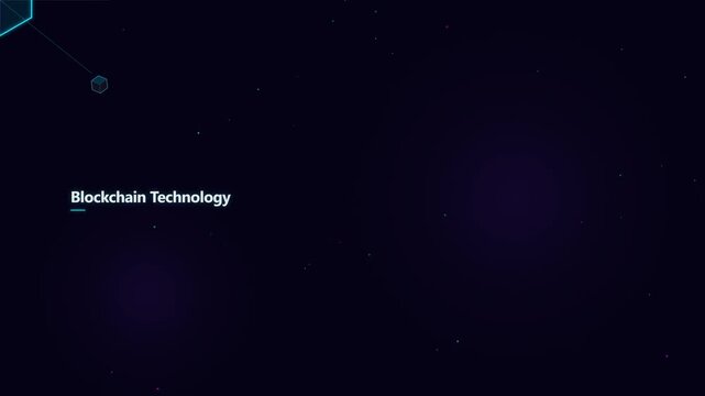 Blockchain Technology digital network animation with glowing data nodes and connection lines.