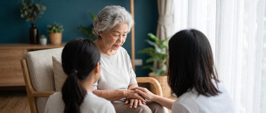 World Alzheimer's Day psychological therapy concept for Asian senior counseling, family support and dementia care