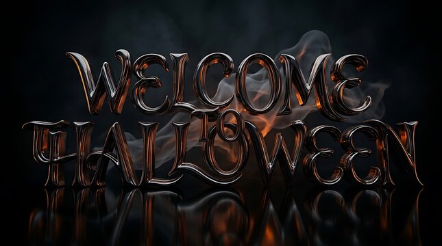 A dark and moody metal music style logo design featuring intricate chrome textures and sharp edges