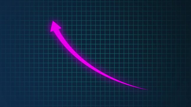 Abstract neon arrow up business graph icon animation. business chart growth concept