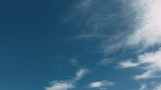 Blue sky with thin, high-altitude clouds drifting across the sky
