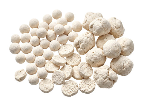 Kazakh kurt traditional dried fermented cheese assortment isolated on transparent background