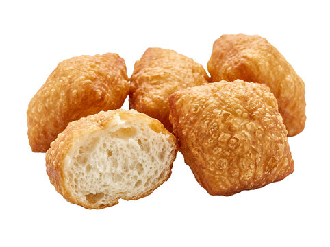 Kazakh baursak traditional fluffy fried bread isolated on transparent background