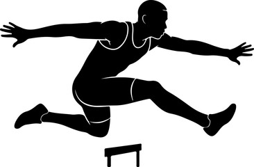 Fototapeta premium Athlete Leaping Over Obstacle Silhouette Vector