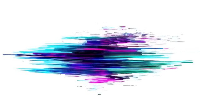 Dynamic Glitch Effect With Vibrant Pink And Blue Digital Data Streaks On White Background