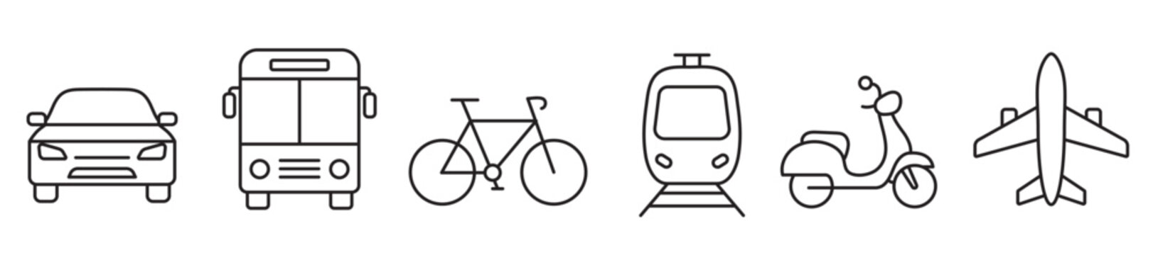 Transportation Line Icon Set. Editable Stroke