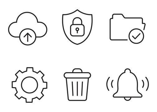 Cloud and Security Line Icon Set. Editable Stroke.
