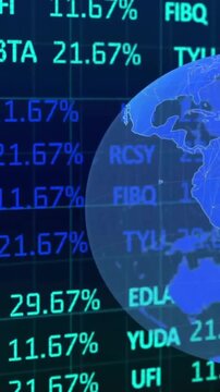 Animation of financial data processing over globe