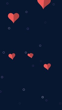 Animation of hearts floating over black background