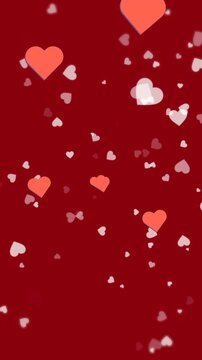 Animation of hearts floating over red background