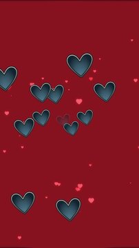 Animation of hearts floating over red background