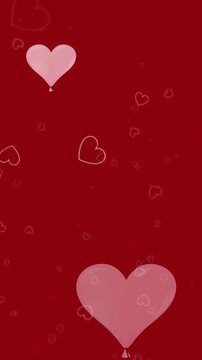 Animation of hearts floating over red background