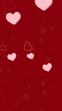Animation of hearts floating over red background