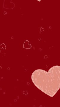 Animation of hearts floating over red background