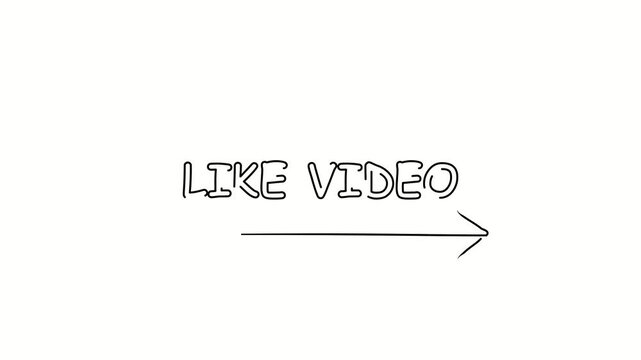 Like video. Contour drawing business text animation with arrow, direction. Continuous line word. Isolated message on white. Video 4k object illustration self-drawing. Minimalist continuous line drawin