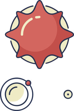 Science, biology and atom symbol for medical research, laboratory studies and academic education. Microbiology, chemistry and molecule icon for healthcare analysis, learning and pharmaceutical work