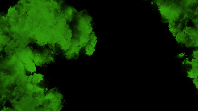 Green smoke texture on black background